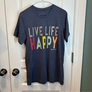 Women’s Graphic Inspirational “Live Life Happy” Heather Navy Size MD T-Shirt